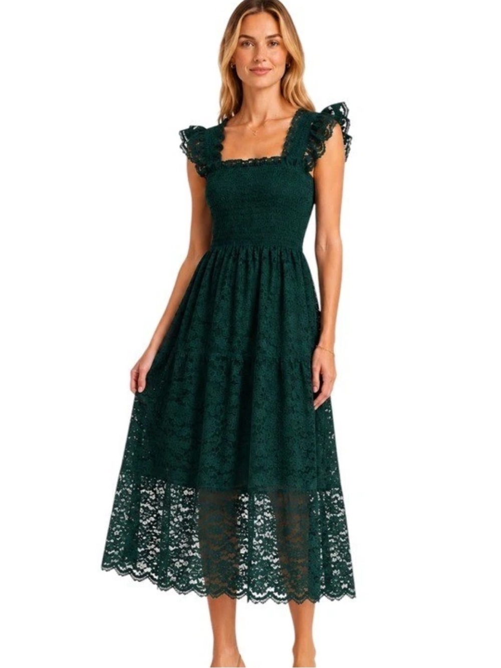 Hill House Home Nap Dress Collectors Edition Green Lace Holiday Size XS